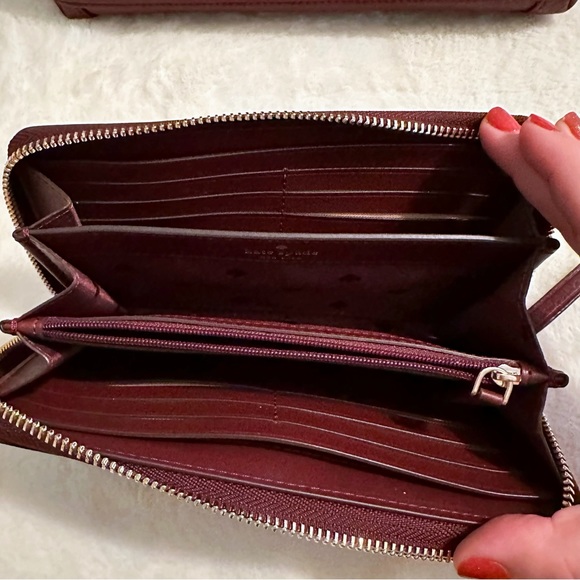 Kate Spade ♠️ JACKSON MEDIUM TRIPLE COMPARTMENT SATCHEL & MATCHING WALLET berry - Picture 5 of 15